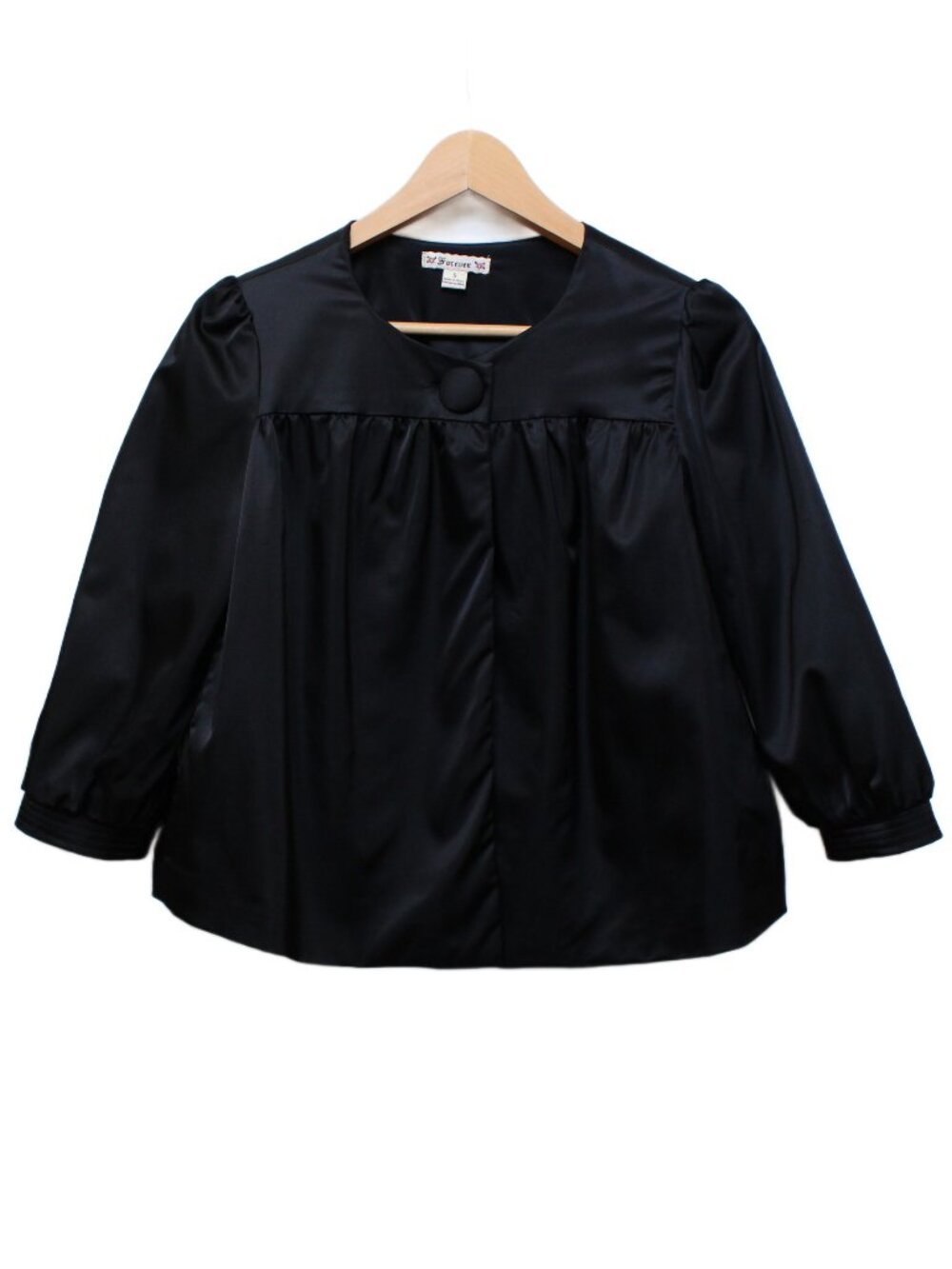 Vintage 21 Forever Black Satin Babydoll Empire Waist Jacket - Size S